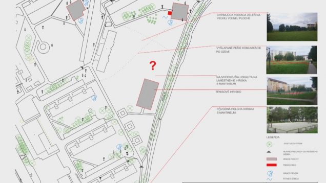 Ihrisko s mantinelmi a pumptracková dráha na Ľadovni budú umiestnené pri tenisových kurtoch  