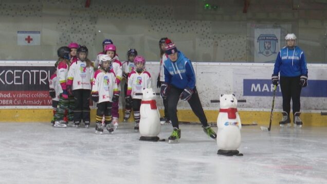 Aj dievčatá môžu objavovať rýchlosť dynamickej hry na ľade. Základy hokeja si skúšali na zimnom štadióne