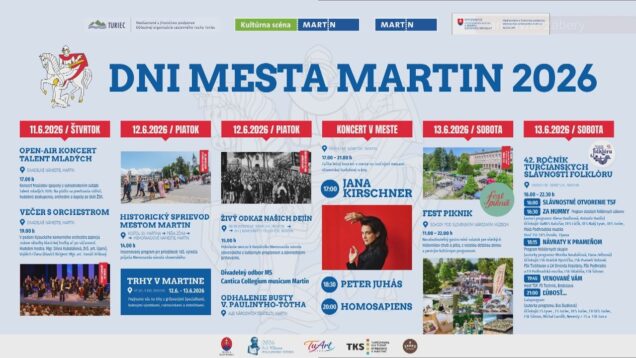 Historický sprievod, Jana Kirschner, folklór aj Fest Piknik prinesú Dni mesta Martin 2026